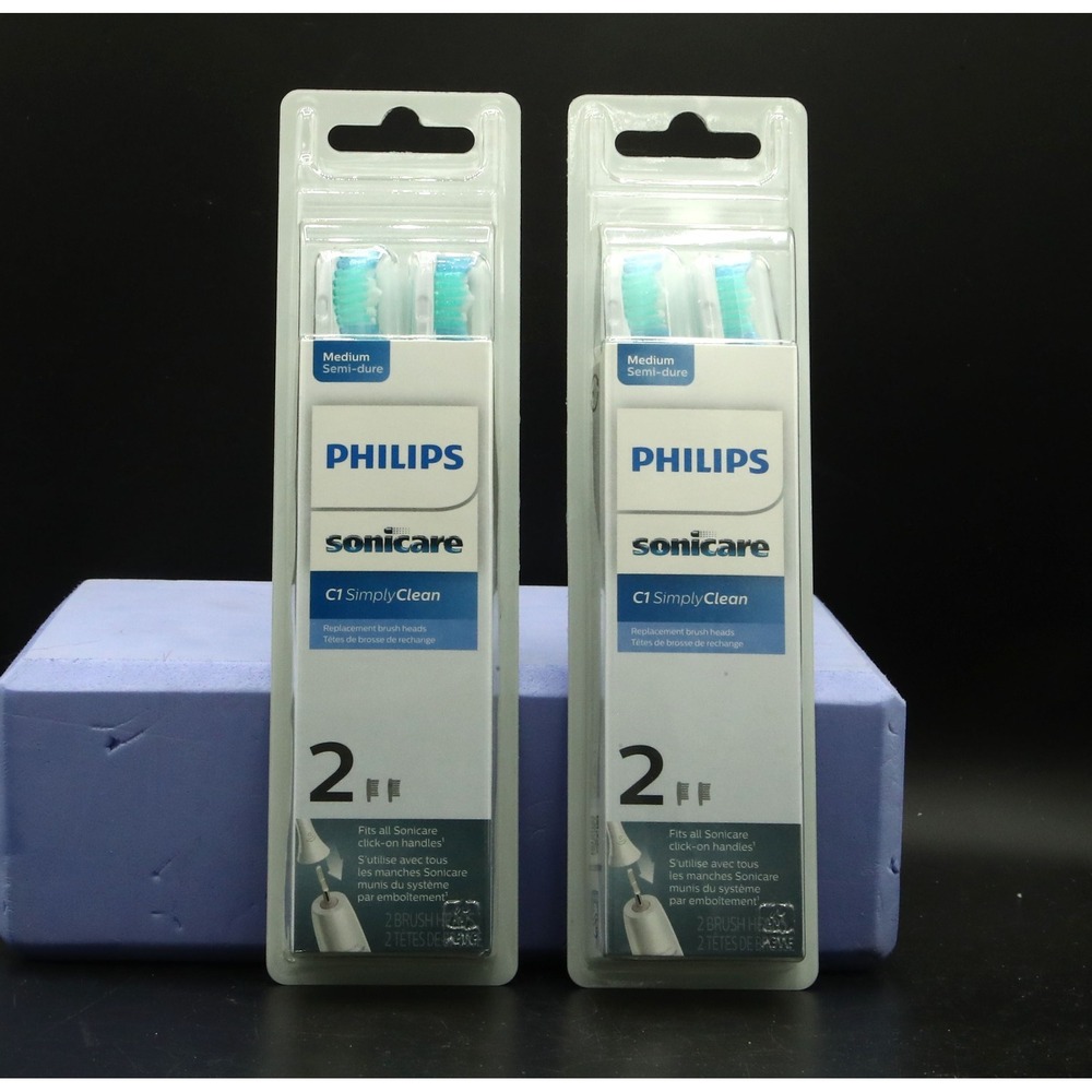 Philips Sonicare Brush Head 2-Pack, C1 Simply Clean Medium, HX6012/04, LOT Of 2